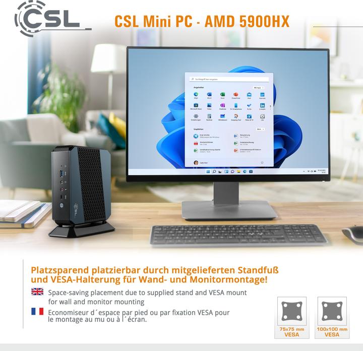 Produktbild CSL Computer Mini PC AMD 5900HX / 16GB / 1000GB M.2 SSD / Windows 11 Home () AMD Ryzen 9 5900HX (AMD Ryzen 9 5900HX, 16 GB, 1000 GB, AMD Radeon Graphics)