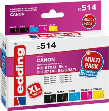 Actual product image Edding EDD-514 black, cyan, magenta, yellow cartridges compatible with Canon PGI-570XL/CLI-571XL (M, FC, C, Y)