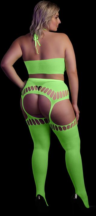 Immagine prodotto Ouch! Two Piece with Crop Top and Stockings - Green - XL/XXXXL (XL, XXL, 3XL)