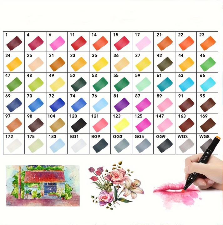 Image du produit PhoneLook Ensemble de stylos permanents à double tête pour marquage et coloriage (80 couleurs) (Noir)