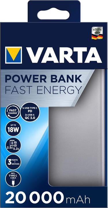Immagine prodotto Varta Fast Energy (20000 mAh, 18 W, 74 Wh)