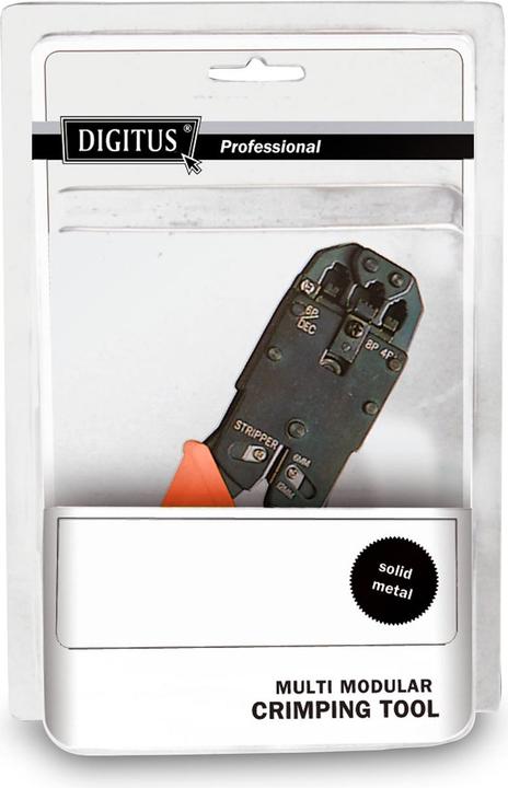 Immagine prodotto Digitus Pinze a crimpare multi modulari in metallo adatte per 4P2C 4P4C 6P4C 6P6C 8P8C con spelafili e (205 mm)