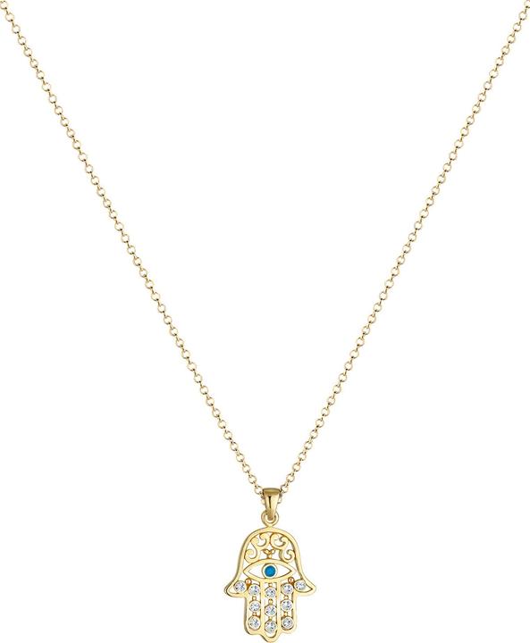 Image du produit Elli Collier Hamsa main de Fatima Evil Eye cristaux 925 argent (Cristal de verre, Argent 925 sterling plaqué or, 60 cm)