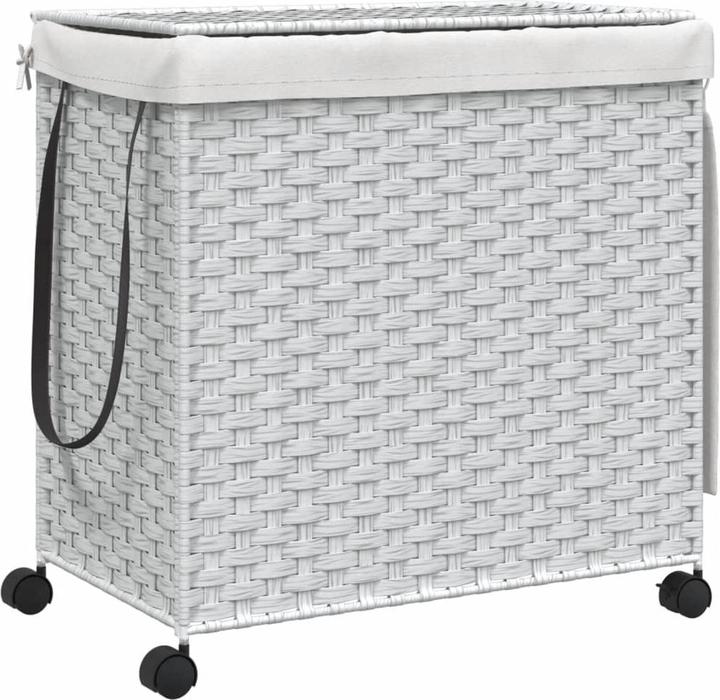 Produktbild VidaXL Wäschekorb mit Rollen Weiss 60x35x60,5 cm Rattan,Farbe