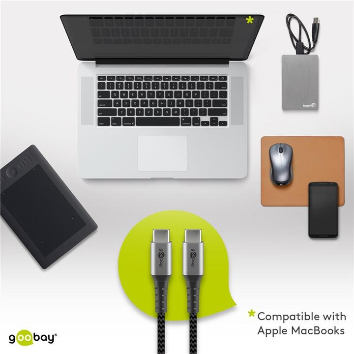 Image du produit Goobay Câble USB-C, textile, connecteur métallique, extra-résistant (0.50 m, USB 2.0)