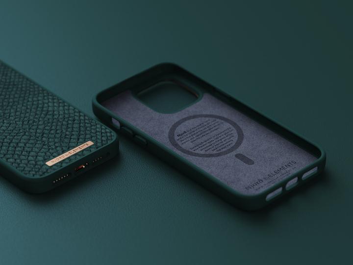 Actual product image Njord Hard Cover Salm.Leather Magsafe Case green (Apple iPhone 14 Pro Max)