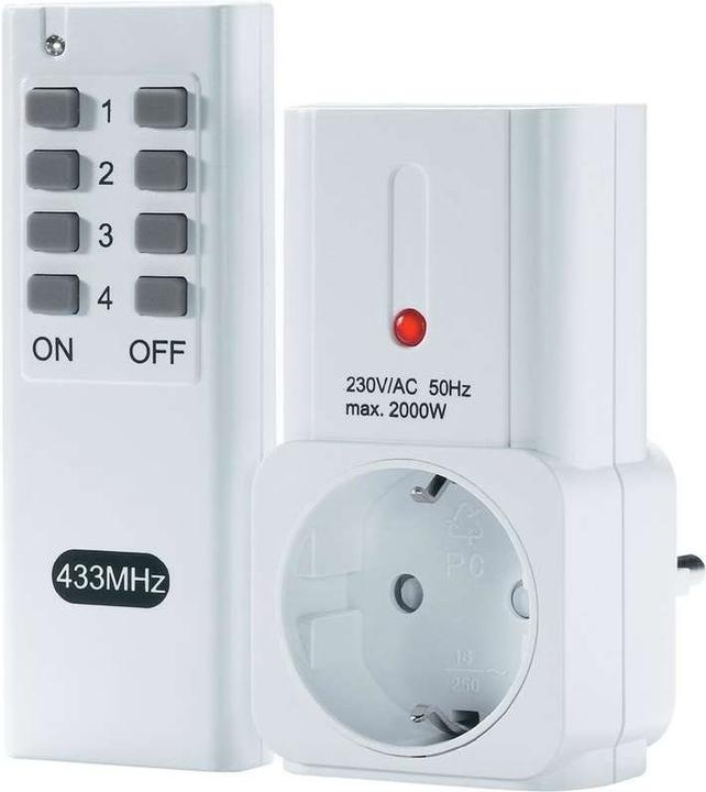 Actual product image Renkforce Radio switch set Intermediate plug 2 parts Range max. (in free field) 30 m Place of use indoors
