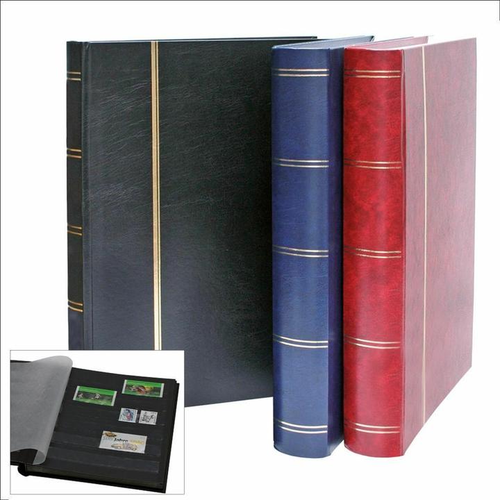 Actual product image Schwäbische Albumfabrik Stamp album 64 pages black. Cover burgundy.size approx. 230 x 305 mm.luxury finish. (230 x 305 mm)