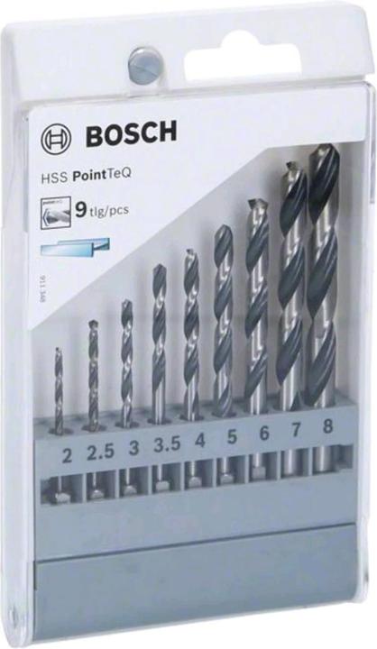 Actual product image Bosch Professional Zubehör HSS PointTeQ hexagon drill bit set, 9-piece, 2-8 mm (2 mm, 2.5 mm, 3 mm, 3.5 mm, 4 mm, 5 mm, 6 mm, 7 mm, 8 mm)
