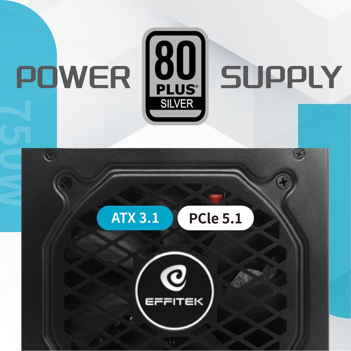 Immagine prodotto Effitek Netzteil 750W Silver ATX 3.1, PCI 5.1 (750 W)