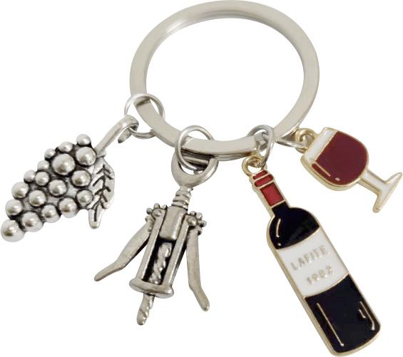 Immagine prodotto PhoneLook Porte-clés pendenti métallique bouteille verre de vin et grappe de raisin