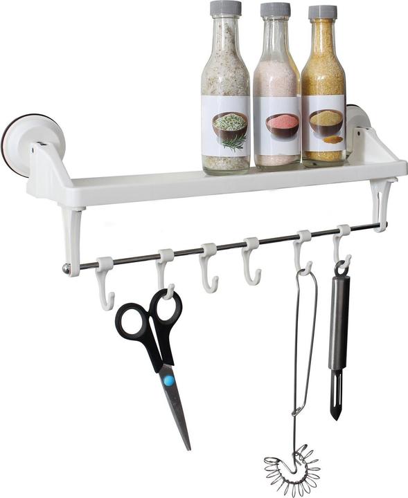 Actual product image Eurotrail Suction Cup Shelf with Hooks White