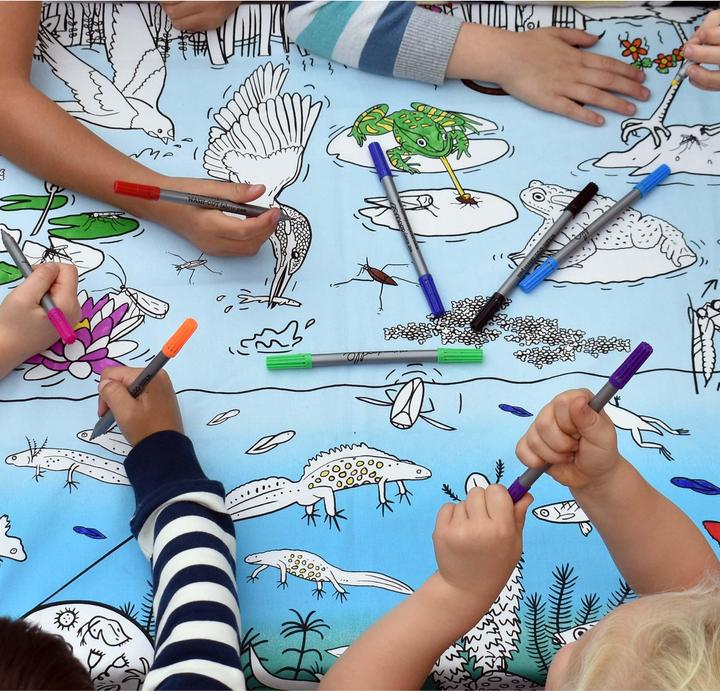 Actual product image Eat Sleep Doodle Children's tablecloth - la vie de l'étang (130 x 85 cm)