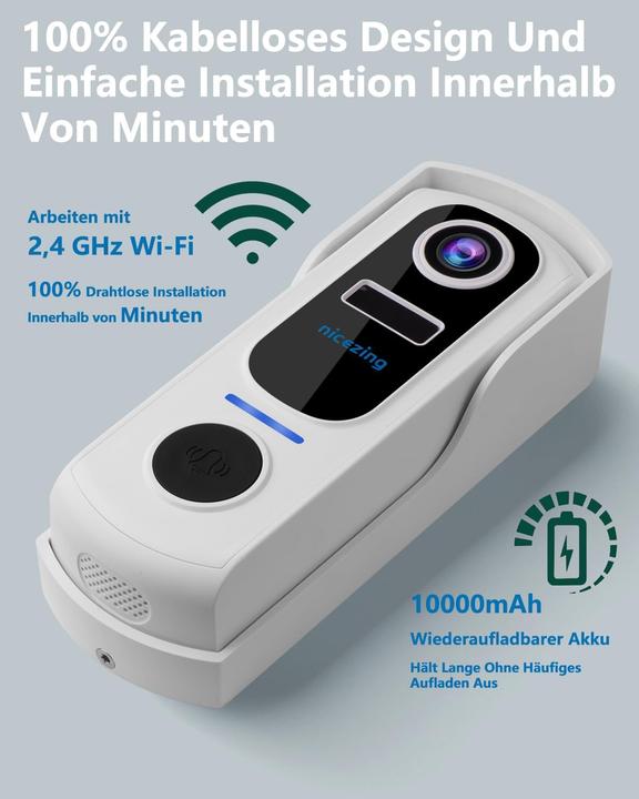 Produktbild Nicezing Video Türklingel mit Personenerkennung (App, WLAN)
