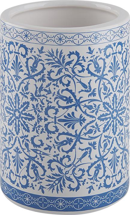 Immagine prodotto Beliani Set da bagno 3 pezzi in ceramica blu/bianco CARORA (8 x 8 x 19 cm)