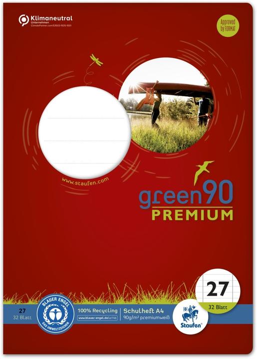 Image du produit Staufen Cahier d'écolier green ligné 27 DIN A4 marge intérieure et extérieure, 32 feuilles (A4, À rayures, Couverture rigide)