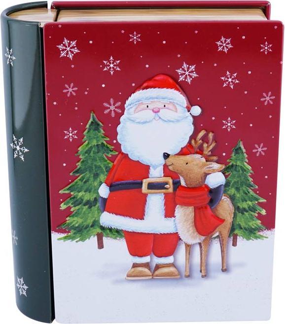 Produktbild miniSchoggi Buchdose Santa Claus mit Rentier, 118 x 100 x 38 mm