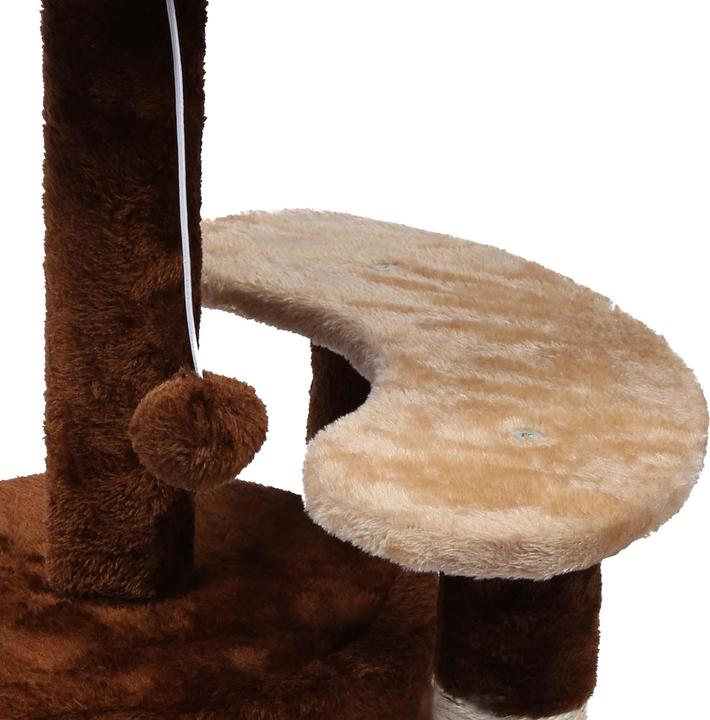 Actual product image Wiltec Cat Tree Scratching Post Climbing Tree 67cm in Brown/Beige with Plattform, Cave and Ball (67 cm, Brown/beige)