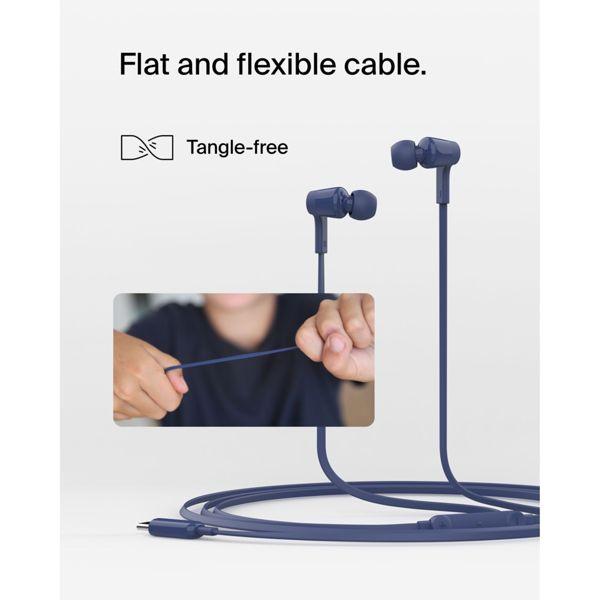 Actual product image Belkin Rockstar in-ear headphones cable, USB-C, blue G3H0002hqBLV2 (No noise cancelling, Cable)