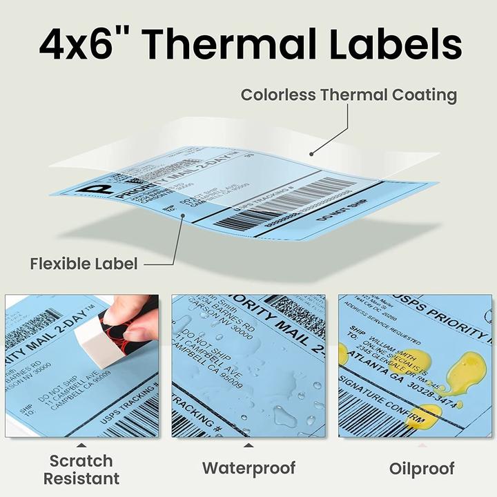 Actual product image Phomemo 500 pcs. 4" × 6" stickers folded thermal label paper for shipping labels