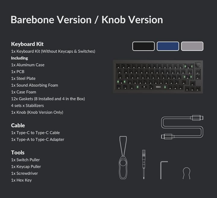 Produktbild Keychron Q2 Barebone Knob Version (Barebone, Kabelgebunden)