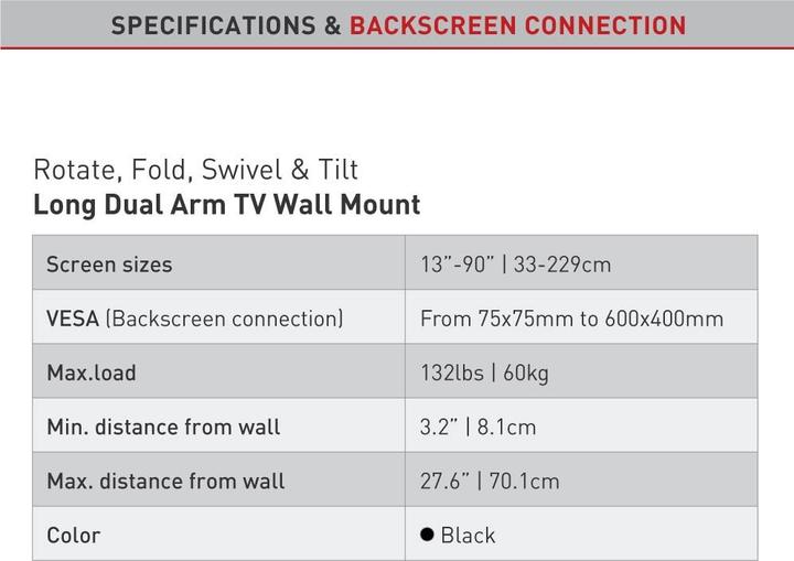 Image du produit Barkan WH 464L (Mur, 90", 60 kg)