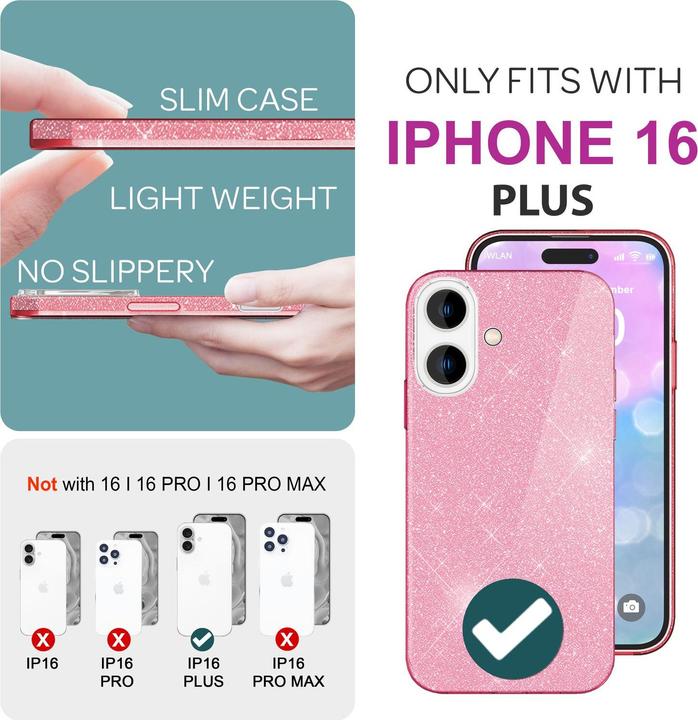 Produktbild Nalia Glitzer Hybrid Hülle (Apple iPhone 16 Plus)