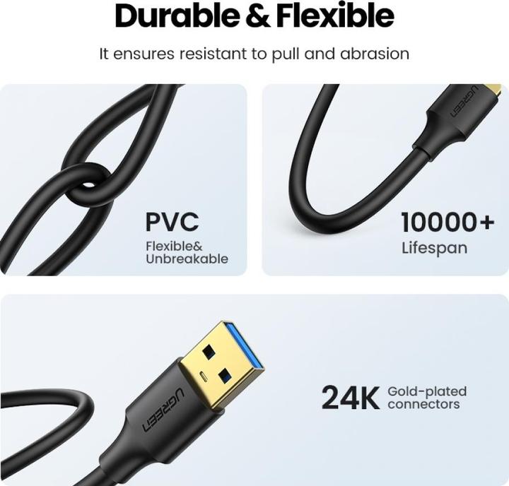 Productafbeelding Ugreen USB-A 3.0 naar USB-A 3.0 kabel (1 m, USB 3.0)