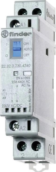 Immagine prodotto Finder Contattore di installazione serie 22, 25 A 22.32.0.012.4540 1 contatto NA/1 NC (30/110/220 V)