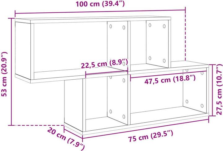 Actual product image VidaXL Wall shelf (100 x 20 x 53 cm)