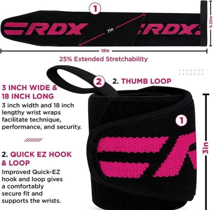 Actual product image Rdx Gym Wrist Wrap Pink Pro (One size)