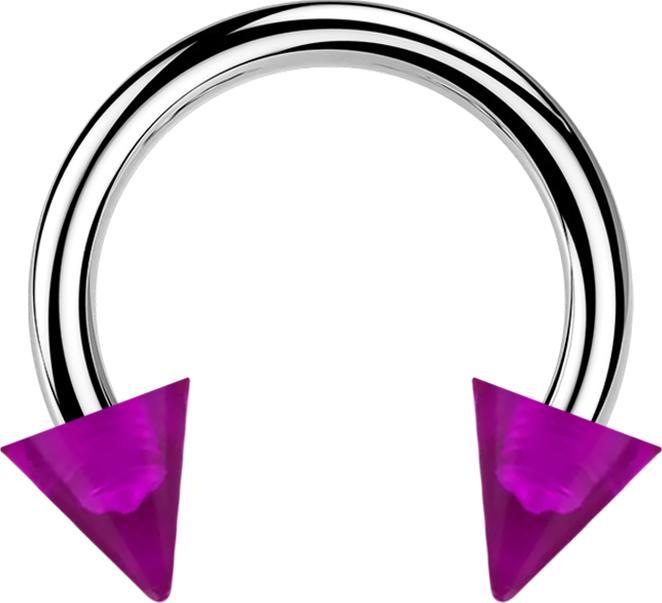 Star Piercing Micro Circular Barbell silber mit zwei Cones violett transparent (ohne Messing, Acryl, Chirurgenstahl 316L)