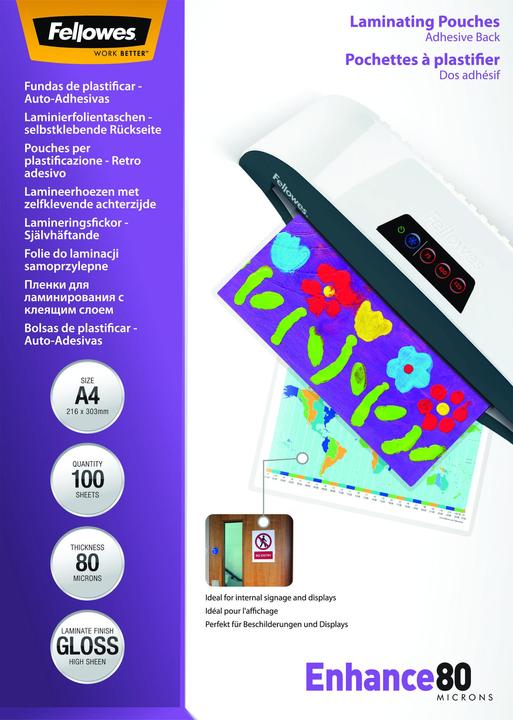 Fellowes A4, 80 micron, self-adhesive (A4, 100 Piece, 80 µm)