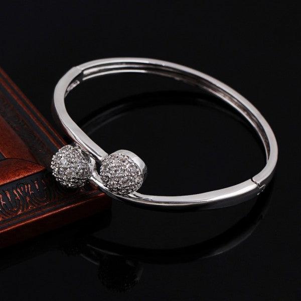Immagine prodotto Hermex LUSSO Bracciale Bangle Placcato Platino Charms Zirconia - Platino (Lega di rame-nichel)