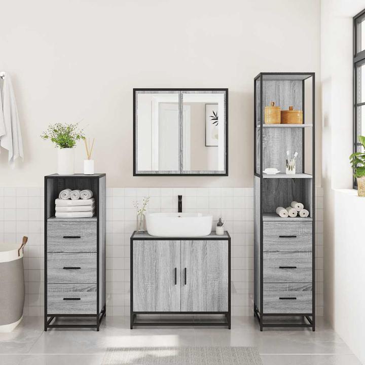 Immagine prodotto VidaXL Set di mobili da bagno a 4 pezzi Grigio Sonoma in legno