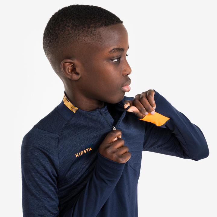 Produktbild Kipsta Kinder Fussball 1/2 Zip - CLR marineblau/orange (6, 7, 8)