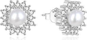 Beneto Silver pearl earrings with zircons AGUP1323PL (L)
