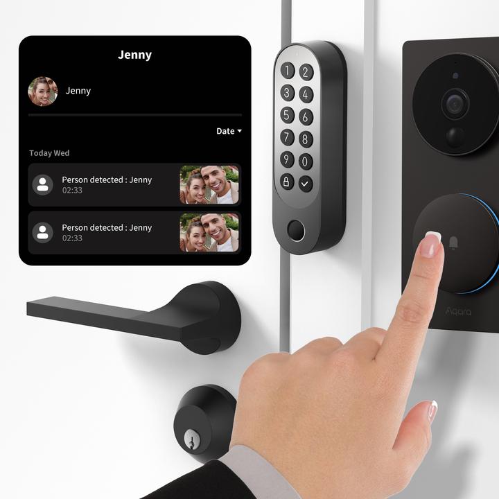 Actual product image Aqara Smart Lock U200 Black, EL-D02E (Fingerprint, Electronic numerical code, Key, Smartphone, Key card, Bluetooth)