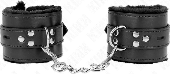 Actual product image Kink Fur Lintered Wrist Cups With Quadratic Leaves, Black And Black, Shielded