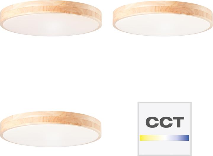 Productafbeelding Brelight Slimline LED wand- en plafondlamp 50cm hout licht/wit (3800 lm)