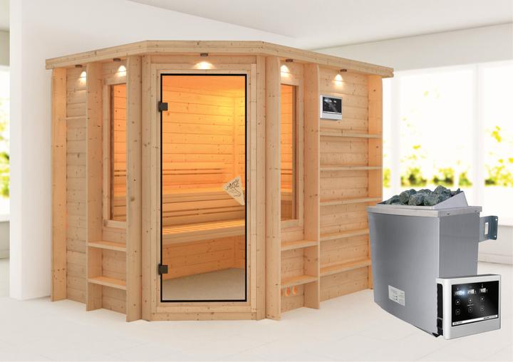 Actual product image Karibu Riona with roof wreath (9 KW external control)
