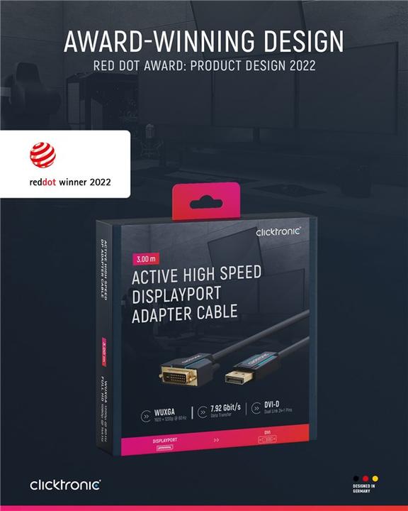 Actual product image clicktronic DisplayPort — DVI (3 m, DisplayPort, DVI)
