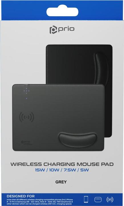 Actual product image prio Fast Wireless Charging Mouse Pad 15W (USB C) grey