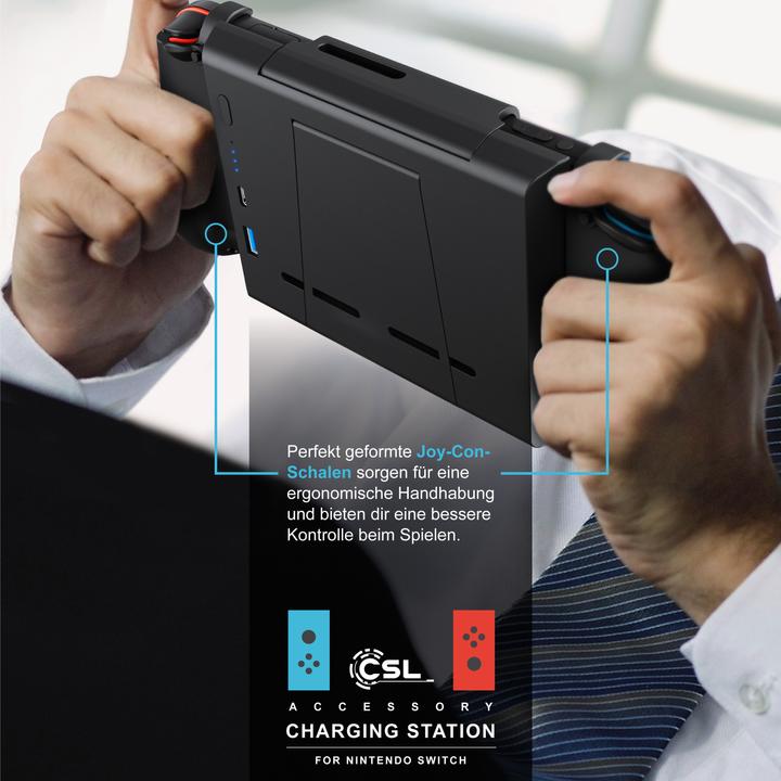 Actual product image CSL Nintendo Switch battery case 10000mAh, controller powerbank with Joy-Con grips, gamepad charger (Switch)