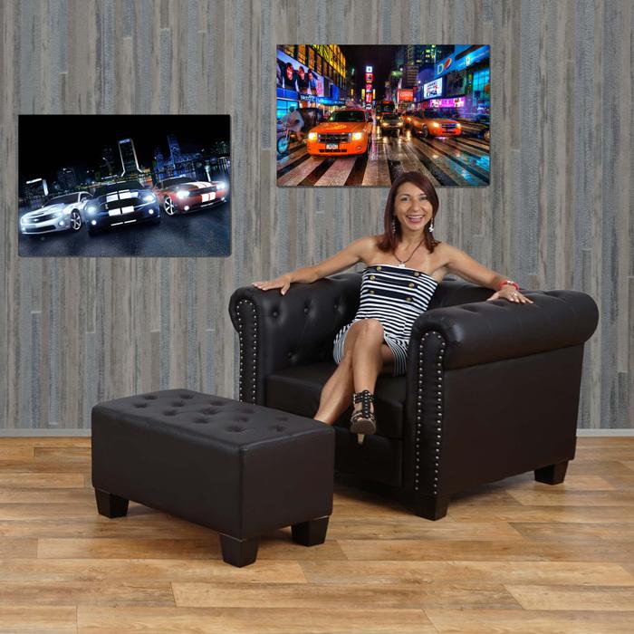 Produktbild Swisshandel24 2x LED-Bild Leinwandbild Leuchtbild Wandbild 60x40cm, Timer - Cars (60 x 40 cm)