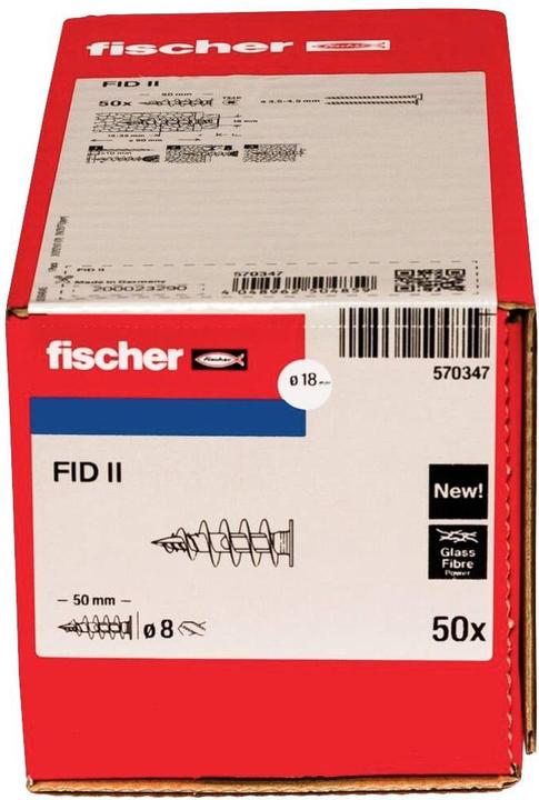 Image du produit Fischer FID II Chevilles pour matériaux isolants (50 pcs)