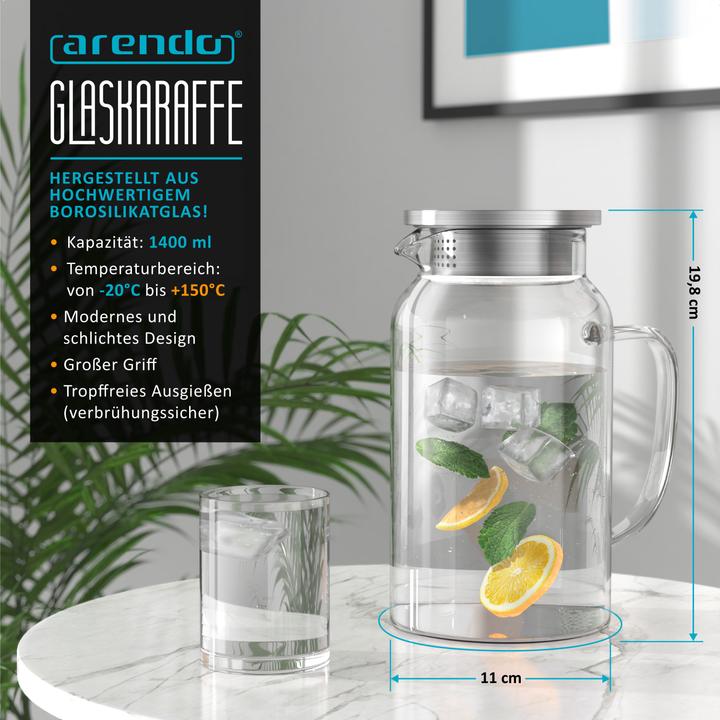 Produktbild Arendo Glaskaraffe mit Deckel (1.40 l)