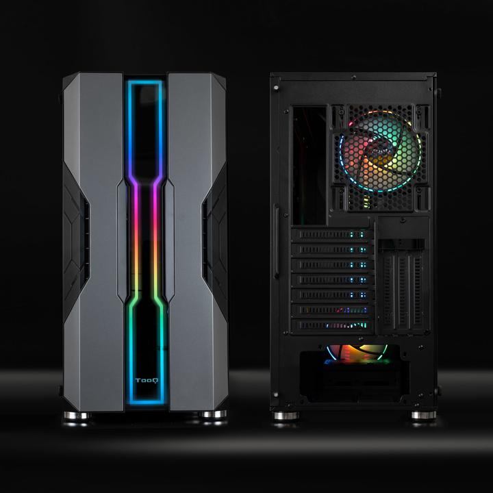Produktbild Tooq Technology Boitier Moyen Tour E-ATX TooQ NightCity TQGCC103 RGB avec panneau vitré (Argent/Noir) (ATX, mATX, Mini-ITX)