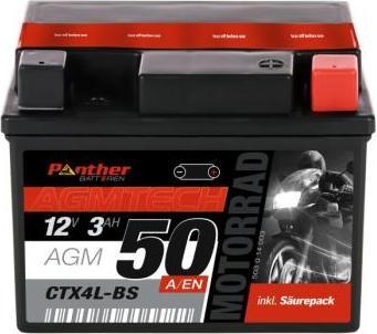 Produktbild Panther Batterien Motorradbatterie AGM YTX4L-BS 12V 3Ah (12 V, 3 Ah)