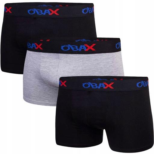 Obax Herren-Boxer-Unterwäsche 3p Schwarz/Grau XL (XL)